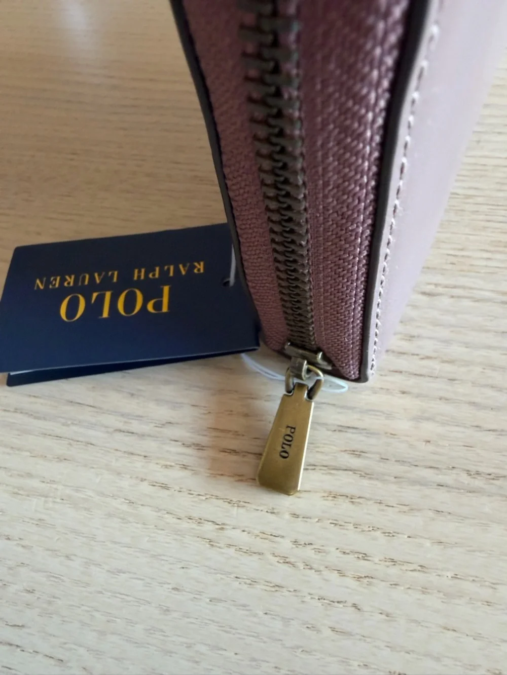 Polo Ralph Lauren Mauve Zip Around Continental Leather Wallet - Picture 8 of 13